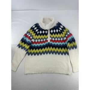 AERIE Quarter Zip Sweater Fair Isle Cozy Soft Thick Chunky Nordic Women's S/P